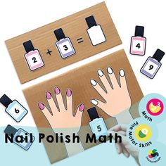 🎨 Transform math practice with our Nail Polish Math Printable! This game makes learning addition and subtraction under 10 engaging and fun. ✋ Develops fine motor skills and reinforces math concepts through hands-on play.  🔢 Perfect for preschool and early learners. Instant download available--grab yours now and start learning through play! 🔒 Secure Access: This is a Digital Download-only product featuring 2 PDF files for printing (US Letter or A4 size). Accessible via computer or mobile brows Nail Log Game, Outside Math Games For Kids, Learning Addition, Line Math, Math Fluency, Math Games For Kids, Math Practice, Math Game, Math Printables