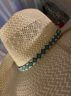 Turquoise Diamond Hat Band 1/2 Wide - Etsy Western Green Hat Bands For Festival, Western Green Hat Band For Festivals, Green Western Style Hat Band For Festivals, Western Style Woven Brown Hat Band, Brown Woven Western Hat Band, Brown Woven Country Hat Band, Bohemian Green Hat Bands For Country Events, Bohemian Green Hat Band For Country Events, Adjustable Southwestern Turquoise Hat Bands