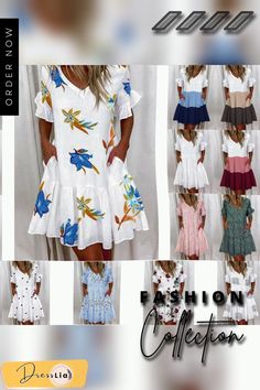 Fashion Short Printed Ruffle Pocket Dress Women Casual Loose Shoprt Sleeve Boho Dress Vestidos De Mujer Summer V-neck Dress With Pockets, Summer Shift Mini Dress With Pockets, Summer V-neck Dresses With Pockets, Summer Dresses With Pockets Mini Length, Shift Dresses With Pockets For Vacation, Vacation Shift Dress With Pockets, Summer A-line Mini Dress With Pockets, Beach Mini Dresses With Pockets, Vacation Shift Dress With Mini Length