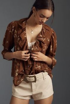 Shop the By Anthropologie Ruffled Pin-Tuck Button-Front Blouse and more at Anthropologie today. Read customer reviews, discover product details and more.