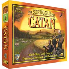 settlers'catan board game in its box with an image of two men on horseback