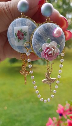 Modern Princess💓 Check fabric earrings with plated gold ballerina, a vintage stone, freshwater pearl and Swarovski pearls. What more do you need. Simply stunning! Princess Earrings, Modern Princess, Fabric Earrings, Check Fabric, Swarovski Pearls, Do You Need, Freshwater Pearls, Jewelry Earrings Dangle, Dangle Earrings