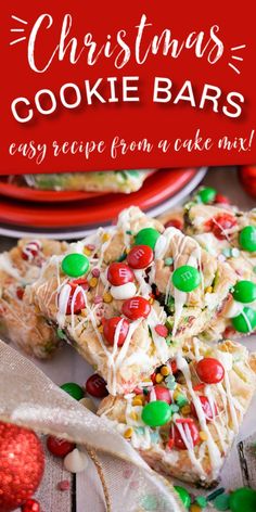 christmas cookie bars with candy on top