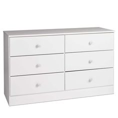 a white dresser with four drawers and two doors