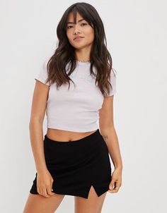 Embrace the comfy vibes with a soft knit fabric and juuuust the right amount of stretch. Cheap Relaxed Fit Mini Skirt For Vacation, Mini Skirt Outfit Summer Casual, Black Mini Skirt Outfit Summer, Black Skort Outfit, Mini Skirts Outfits Summer, Skort Denim, Black Mini Skirt Outfit, Skort Outfit, Skirt Outfit Summer