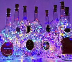 40 Inches Battery Operated Cork Shape Copper Wire Colorful Fairy Mini String Lights - If you say i do Wine Bottle Fairy Lights, Bottle Fairy Lights, Led Bottle Light, Colorful Fairy, Liquor Bottle Crafts, Mini String Lights, White String Lights, Wine Bottle Corks, Ways To Recycle