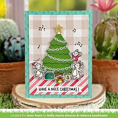 a card with a christmas tree on it