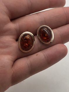 Vintage Sterling Silver Amber Earrings  .75 x .5in Jewelry Tattoo, Amber Earrings, Cute Jewelry, Jewelry Earrings Studs, Vintage Sterling Silver, Etsy Earrings, Amber, Jewelry Earrings, Stud Earrings