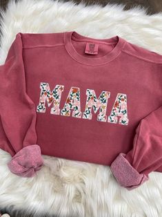 Comfort Colors Mama Embroidered Fall Floral Applique - Etsy Fall Cotton Sweater With Letter Embroidery, Relaxed Fit Letter Embroidery Sweater For Fall, Casual Mother's Day Sweatshirt With Letter Embroidery, Pink Cotton Sweatshirt With Floral Embroidery, Mother's Day Long Sleeve Sweatshirt With Embroidered Text, Casual Sweatshirt With Letter Embroidery For Mother's Day, Long Sleeve Sweatshirt With Embroidered Text For Mother's Day, Mother's Day Casual Sweatshirt With Embroidered Text, Casual Mother's Day Sweatshirt With Embroidered Text