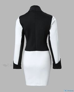 OrcaJump - Professional Colorblock Long Sleeve Dress with Functional Pocket Design Long Sleeve Work Dress, Work Dress, Cold Shoulder Top, Style Elegant, Pocket Detail, Pocket Design, Modest Fashion, Mock Neck, Dresses For Sale