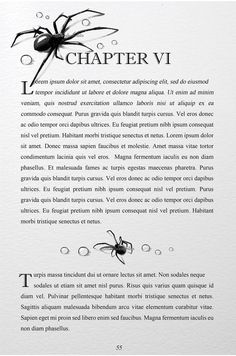 the text is written in black and white with an image of a spider on it