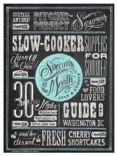 a chalkboard sign that says slow cooker specials