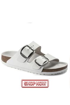 New Women's Plus-size Sandals Stylish Casual Flat Slippers White Footbed Sandals With Buckle Closure For Summer, Summer White Footbed Sandals With Buckle Closure, White Slides With Buckle Closure For Spring, White Buckle Closure Flip Flops With Round Toe, White Buckle Closure Round Toe Flip Flops, White Flip Flops With Buckle Closure, Trendy White Footbed Sandals With Buckle Closure, White Summer Slides With Buckle Closure, White Flip Flops With Buckle Closure For Summer