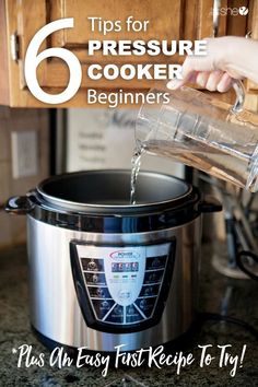 someone pouring water into an electric pressure cooker