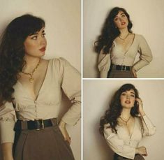 40s Outfit Inspiration, Hot Weather Academia Outfits, Dark Academia Romantic Body Type, Sweetheart Line Dress, Romantic Fall Makeup, Modern 30s Fashion, Modern Elvish Outfits, Fairycore Business Casual, Blouse And Slacks Women