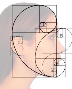 a woman's profile is shown with lines and circles