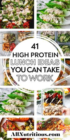 high protein lunch ideas you can take to work, including salads and dressings