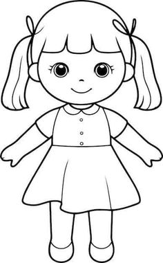 School Kids Crafts, Doll Drawing, Cat Coloring Book, Easy Drawings For Kids, Printable Coloring Book, Cartoon Coloring Pages, Clipart Black And White, Cute Cartoon Drawings