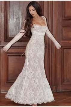 Wedding Dress Fabrics, Mini Robes, Body Con Dress, Lace Dress Long, Maxi Robes, Lace Maxi, Lace Maxi Dress, Wedding Dress Styles, Color Ivory