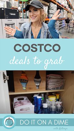 a woman standing in front of a refrigerator with the words costco dead to grab