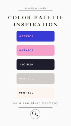 the color palette is shown with different font and numbers on each side, including blue, pink