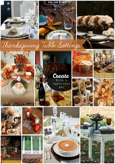 a collage of thanksgiving table settings