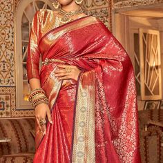 Red colored saree is prettified with weaving work as shown which makes it appear classy. This saree is made of Kanjivaran Silk fabric which is accompanied with Kanjivaran Silk blouse piece which you can customise as per your design/style. Women can buy this saree to wear for their party, festive and functions, events and ideal for any fashionista. Note:- The actual product may differ slightly in color and design from the one illustrated in the images when compared with computer or mobile screen. Measurements: Saree : KanjiVaram : 5.5 Mtrs Blouse : KanjiVaram Silk : 0.8 Mtr Material: KanjiVaram Silk Stitch Type: Unstitched Country of Origin: India Care Guide: Dry Clean Blouse Kanjivaram, Red Saree Blouse, Saree Kanjivaram, Red Saree, Mobile Screen, Style Women, Blouse Piece, Saree Blouse, Design Style