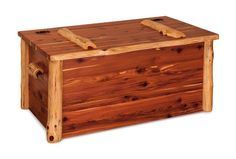 a wooden box with two handles on the top