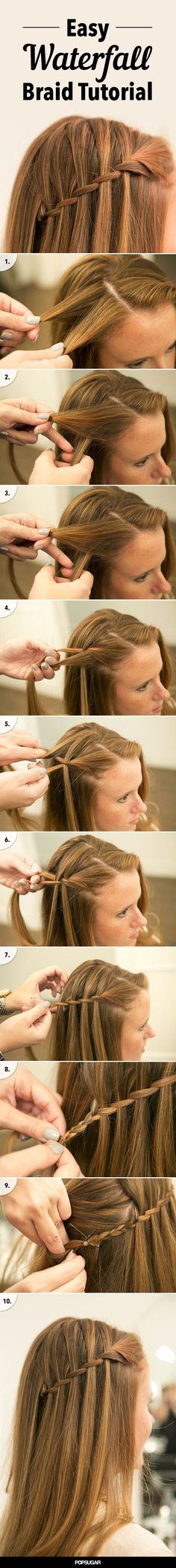 The Waterfall Braid #HairTutorial You Are Going to Want to Pin #Hairstyle #Beauty Waterfall Braid Tutorial, Quick Braids, Diy Wedding Hair, Short Hairstyle, Hair Designs, Diy Hairstyles