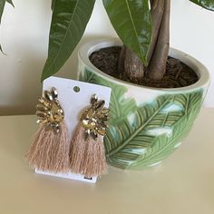 Brand New Stylish Fringe Style Elegant Summer Tassel Earrings For Party, Chic Summer Tassel Earrings For Party, Elegant Beige Earrings For Spring, Glamorous Party Earrings For Spring, Glamorous Spring Party Earrings, Beige Party Jewelry For Spring, Snoopy Bag, Louis Vuitton Earrings, Cowgirl Belts