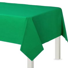 a green table cloth on top of a white chair