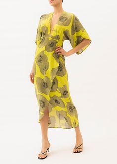 The Katherine features a timeless design with an empire waistline, a concealed hook and eye closure for a deep neckline, half kimono sleeves, and a wrap-style skirt. Crafted from 100% Rayon vintage deadstock fabric, this maxi dress is perfect for any special occasion, from weddings to cocktail parties, or any casual ev Half Kimono, Amalfi Coast Outfits, Katherine Dress, Core Wardrobe, Resort Wear Dresses, Deadstock Fabric, Dress Code Wedding, Destination Wedding Dress, Earthy Outfits