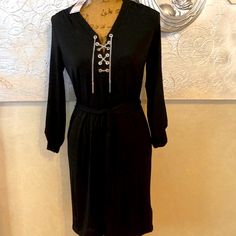 Nwt Black Dress Core Of Kors Size S Chic Michael Kors Workwear Dresses, Chic Michael Kors Dress For Work, Elegant Michael Kors Spring Dress, Elegant Spring Michael Kors Dress, Elegant Michael Kors Dresses For Spring, Grommet Dress, Denim Bodycon Dress, Womens Velvet Dresses, Michael Kors Dress