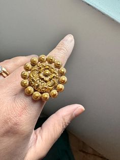 Indian Bridal Traditional One Gram Jewelry flexible resizable Ring Height = 30 mm || Width = 27 mm Adjustable Antique Ring Gorgeous 24 K gold plated. Gold Ring Indian, Indian Ring, Peacock Ring, Ring Indian, Indian Rings, Temple Jewelry, Ringe Gold, Antique Ring, Temple Jewellery