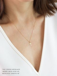 Gold Cross Necklace Silver Cross Necklace Women Big Small | Etsy Delicate Everyday Cross Necklace, Simple Cross Jewelry For Gifts, Delicate Cross Jewelry Gift, Simple Cross Necklace With Delicate Chain, Dainty Crucifix Necklace As A Gift, Dainty Crucifix Necklace For Gift, Dainty Cross Necklace For Gift, Delicate Cross Necklace Perfect As A Gift, Delicate Cross Necklace For Gift