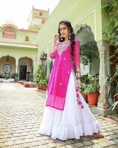 Pink Kurti, Bandhani Dress, Long Dress Design, Long Kurti, Kurti Set, Kurti Designs Latest, Indian Gowns Dresses, Kurti Designs Party Wear