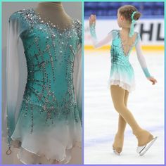 the figure skater is wearing an ice skating outfit