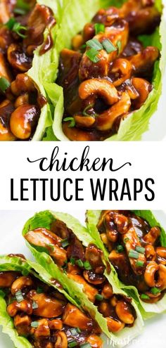 lettuce wraps filled with chicken and mushrooms