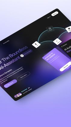 the landing page for an app designed to look like a website with purple and black colors