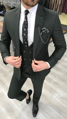 Dark Green Suit, Engagement Suits, Grey Slim Fit Suit, Khaki Suit, Plan Wedding, Gentle Style, Stylish Mens Suits, Wedding Tux, Slim Fit Suit Men