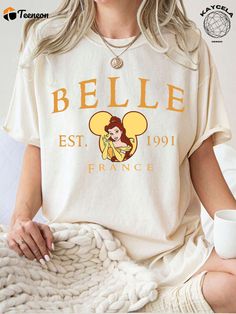 Beauty and the Beast Belle Est 1991 Shirt - Disney Princess Comfort Colors® Shirt Jersey Bedding, Beauty And The Beast Belle, Shirt Stays, Comfort Colors Shirt, Royal Red, Home T Shirts, Golden Girls, 3d T Shirts, Embroidered Shirt