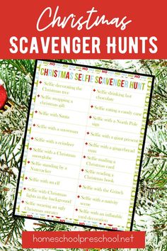 a christmas scavenger hunt is shown with the words, christmas scavenger hunts