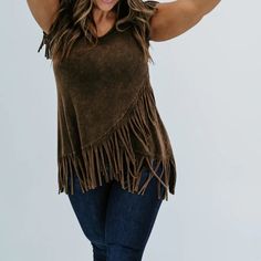 Bully Fringe Topbuy Now Color: Brown Size: Xl Material: 75.5% Rayon/19% Polyester/5.5% Spandex Don't Miss This! Catch It Before It Goes! Gorgeously Designed Top You'll Want To Show Off! Garment Dyed Rich Coloration W/ Fringe Attractively Designed Buy Now! Creatively Designed Top To Make You Awe & Others Wow Coordinated Iconic Dye That's Bold, Feminine & Unapologetic Low-Key Style To Wear All Seasons! Spend & Save!Major Savings! Get Designer Top For Less, Without Hassle, Because Buying Good Feels Brown Asymmetrical Summer Top, Blue Embroidered Top, Navy Crop Top, Designer Top, Concert Outfits, Flattering Tops, Fringe Top, Flutter Sleeve Top, Embroidered Top