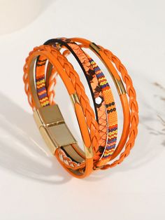 1pc Halloween Multiple PU Leather Bracelets Orange Leather Wrap Bracelets For Women Stackable Bracelets For Birthday Daily Party Christmas Jewelry Gifts Orange    PU Leather     Women Fashion Jewelry, size features are:Bust: ,Length: ,Sleeve Length: Leather Wrap Bracelets, Wrap Bracelets, Wedding Party Jewelry, Leather Bracelets, Stackable Bracelets, Watches Women Fashion, Tropical Island, Christmas Gift Jewelry, Orange Leather