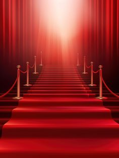 red carpeted stairs leading to an open stage