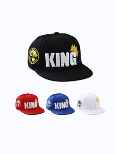 1pc Embroidered "KING" Crown Brim Baseball Cap, Adjustable Sun Hat For Boys & Girls, Outdoor/Travel/Beach Multicolor Casual   Polyester  Baseball Cap   Kids Accessories, size features are:Bust: ,Length: ,Sleeve Length: Baseball Kids, Girl School Supplies, Hat For Boys, Montessori Educational Toys, King Crown, Base Ball, Kings Crown, Elegant Dresses Long, Educational Toys For Kids