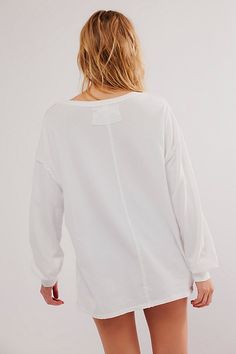 Just as effortless as it is essential, this timeless tee is featured in a staple, long sleeve silhouette with distressed seaming throughout for a true lived-in look. **Fit:** Slouchy, relaxed fit **Features:** Scoop neckline, front bust patch pocket, dropped shoulders **Why We | We The Free Fade Into You Tee at Free People in White, Size: M Sleeve Silhouette, Boho Clothing, Scoop Neckline, Patch Pocket, Drop Shoulder, Boho Outfits, Free People, Size Medium, Relaxed Fit