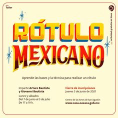 a poster with the words rottulo mexicano written in different colors and sizes