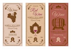 three wine labels with different types of wine