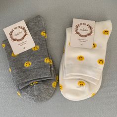 New Fun Ladies Smiley Face Socks! Trendy Gray Socks For Spring, Smiley Face Socks, Diamond Tights, Cow Socks, Kate Spade Bridal, Smartwool Socks, Wool Blend Socks, Garter Belt And Stockings, Face Socks